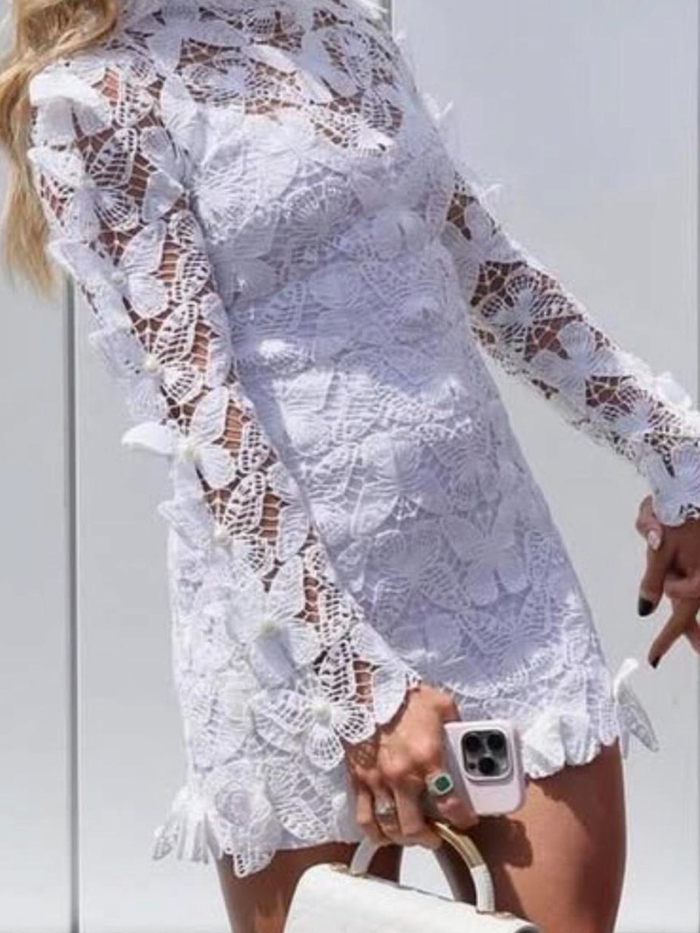 White David Koma Butterfly Lace High-Neck Mini Dress New